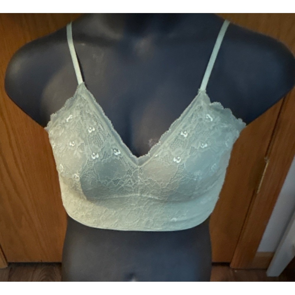 Lily of France Lace Bralette Green Size L Adjustable Straps Wireless